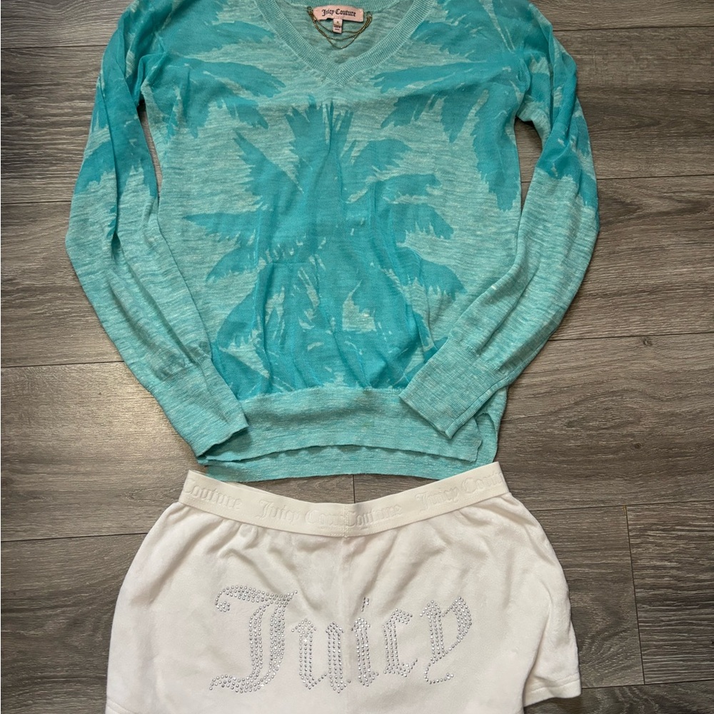 Juicy Couture Aqua V-Neck Sweater